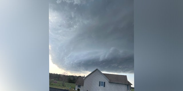 Large storm clouds in Bridgefield, Delaware moments before a tornado struck the area.