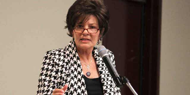 Rep. Yvette Herrell speaks during a political forum hosted by the All Pueblo Council of Governors on Oct. 14, 2022, in Albuquerque, New Mexico. GOP House Speaker Kevin McCarthy attended a rally on April 10, 2023, for former Rep. Herrell.