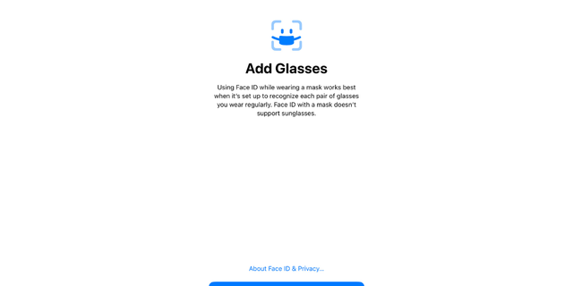 On the "Add Glasses" screen, tap "Continue."