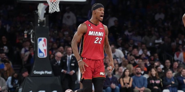 Jimmy Butler celebrates shot