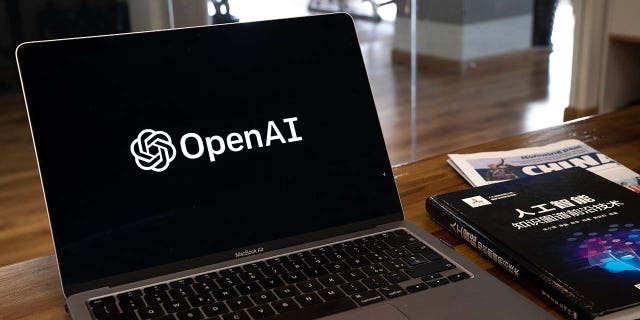 The OpenAI logo laid out on a laptop