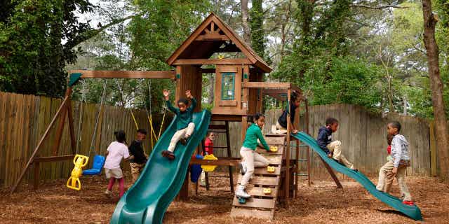 Students play on the playground