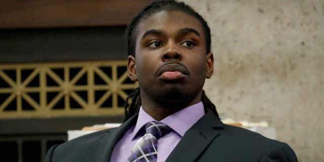Defendant Micheail Ward listens during the trial for the fatal shooting of Hadiya Pendleton at the Leighton Criminal Court Building on Aug. 21, 2018, in Chicago, Illinois. A new trial has been ordered for Ward after it was determined detectives improperly extracted information during the initial investigation.