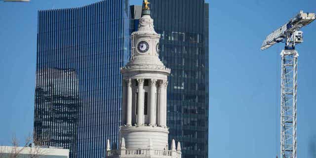 The tower from the Denver County Building is pictured on March 24, 2023, in downtown Denver, Colorado. In Denver's mayoral election, 16 candidates with a diverse range of backgrounds are running.
