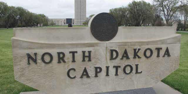 The North Dakota Capitol Tower is pictured April 19, 2012 in Bismarck, North Dakota. The State Senate passed a series of bills on April 3, 2023 that would limit the rights of transgender people in sports, the workplace, healthcare, schools and everyday life.