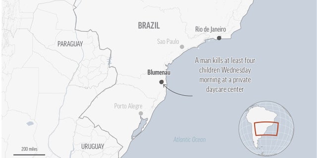 A man invaded a daycare center and killed at least four children in Blumenau, Brazil.