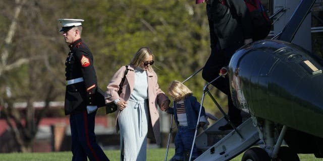 Hunter Biden exits Marine One with his wife Melissa Cohen and their son Beau Biden at Fort McNair, Easter Sunday, April 9, 2023, in Washington.