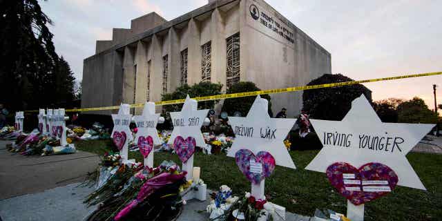 Memorial outside of synagogue