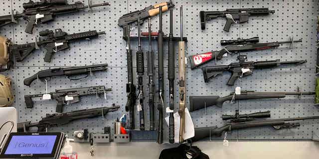 Firearms on the wall at a store