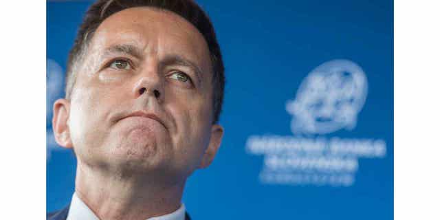 Slovakia's central bank governor Peter Kazimir is shown during a press conference in Bratislava, on June 29, 2020. A court official on April 13, 2023, says Kazimir has been convicted of bribery.