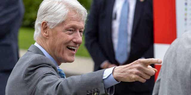 Bill Clinton smiles as he attends an event marking the 25th anniversary of the Belfast Good Friday Agreement in Northern Ireland, on April 17, 2023.