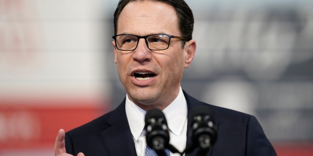 Pennsylvania Gov. Josh Shapiro speaks before President Joe Biden at the Finishing Trades Institute, March 9, 2023, in Philadelphia. Shapiro said on April 18, 2023, that he is classifying a veterinary tranquilizer, xylazine, as a controlled substance.