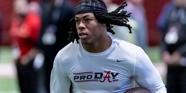 Jahmyr Gibbs at Alabama Pro Day