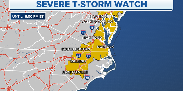 Severe Thunderstorm Watch map