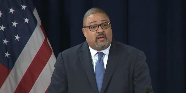 Manhattan District Attorney Alvin Bragg speaks about Donald Trump's arraignment on April 4, 2023.