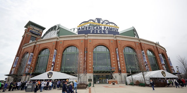A general view of American Family Field prior to a game between the Milwaukee Brewers and the New York Mets on Opening Day on April 3, 2023 in Milwaukee, Wisconsin.