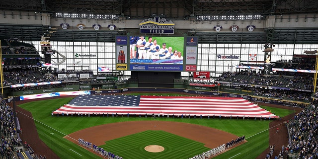A general view of American Family Field prior to a game between the Milwaukee Brewers and the New York Mets on Opening Day on April 3, 2023 in Milwaukee, Wisconsin.