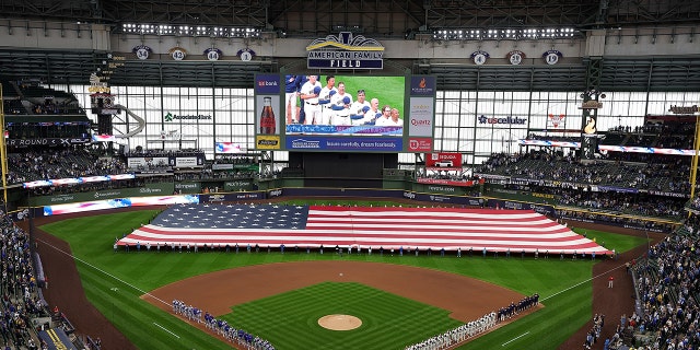 Flag ceremony at American Family Field