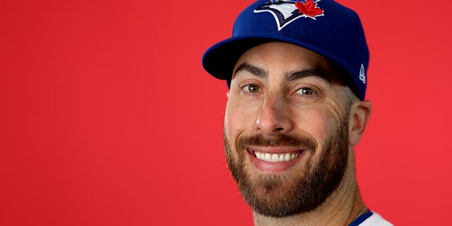 Anthony Bass, #52 of the Toronto Blue Jays, poses for a portrait during Toronto Blue Jays Photo Day at the Toronto Blue Jays Spring Training facility on Feb. 22, 2023 in Dunedin, Florida.