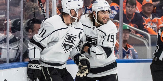 Kings players celebrate a goal