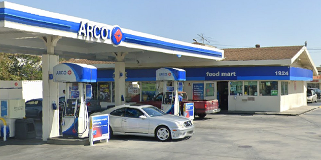 The Arco Gas Station in Compton, California, that was targeted by the mob of youth.