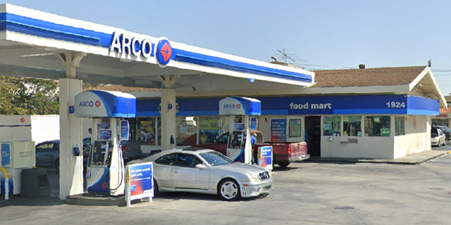 The Arco Gas Station in Compton, California, that was targeted by the mob of youth.