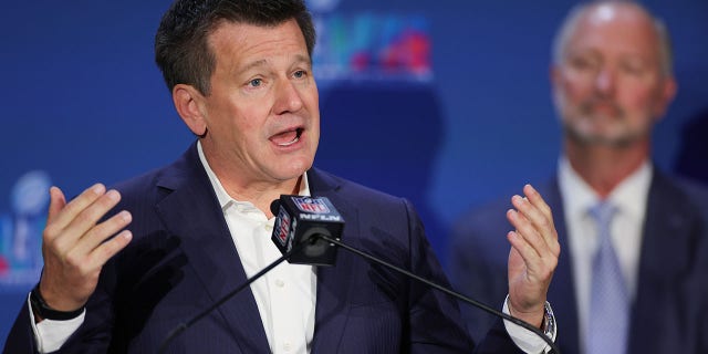 Michael Bidwill, owner of the Arizona Cardinals, speaks during the Super Bowl LVII Host Committee Handoff Press Conference at Phoenix Convention Center Feb. 13, 2023, in Phoenix, Ariz.