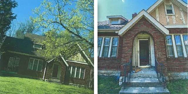 Images of Audrey Hale's Nashville home that were included in the police department's application for a search warrant. Photos from after the raid show it boarded up.