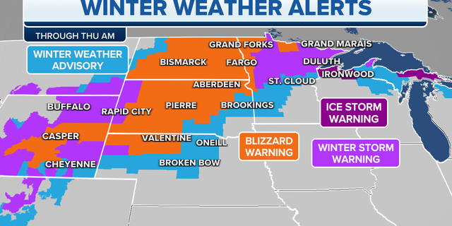 Winter weather alerts through Thursday in the northern U.S.