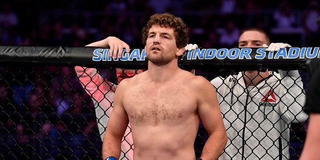 Ben Askren looks on during fight