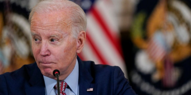 President Joe Biden speaks during a meeting