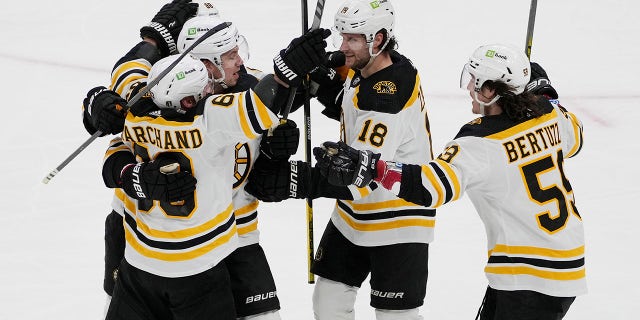 Bruins players celebrate