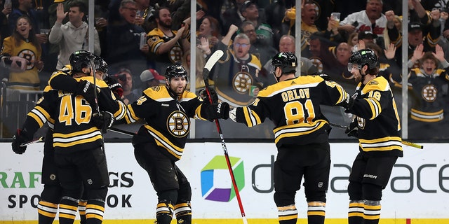 Los Bruins celebran su gol