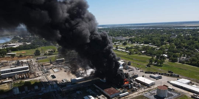 The Pivona plant in Brunswick, Georgia engulfed in flames on Friday, April 15th. Photo captured via Mavic Air 2 drone camera.