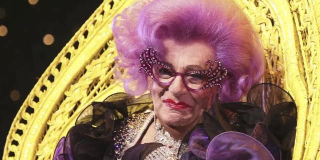 Australian actor Barry Humphries, dressed Dame Edna Everage