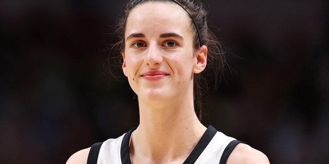 Caitlin Clark of the Iowa Hawkeyes during the LSU Lady Tigers championship game on April 2, 2023, in Dallas.
