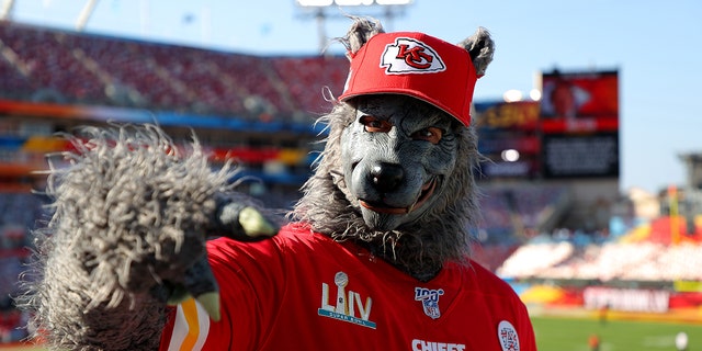 ChiefsAholic before Super Bowl LV between the Buccaneers and the Kansas City Chiefs at Raymond James Stadium on February 7, 2021, in Tampa, Florida.