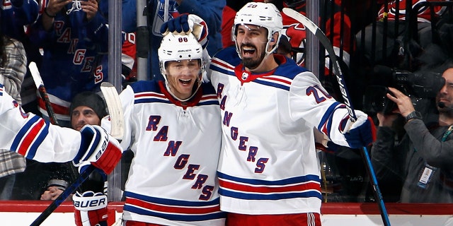 The Rangers celebrating