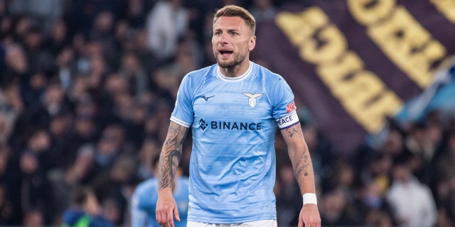 Ciro Immobile de SS Lazio durante el partido de serie A entre SS Lazio y Juventus en el Stadio Olimpico el 08 de abril de 2023 en Roma, Italia.  (Iván Romano/Getty Images)