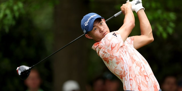 Collin Morikawa of the United States plays his shot from the seventh tee during the first round of the 2023 Masters Tournament at Augusta National Golf Club on April 06, 2023 in Augusta, Georgia.