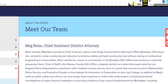 The 'Meet Our Team' portion of the Manhattan DA website as it appeared on Monday.