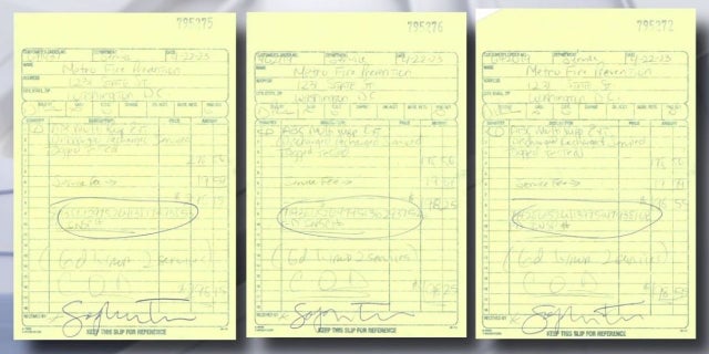 fake invoices bagel store