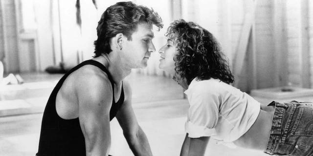 black and white scene from Dirty Dancing with Patrick Swayze and Jennifer Grey