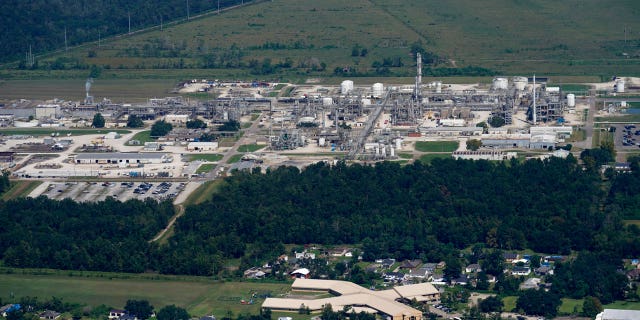 The Fifth Ward Elementary School and residential neighborhoods sit near the Denka Performance Elastomer Plant in Reserve, Louisiana, on Sept. 23, 2022.