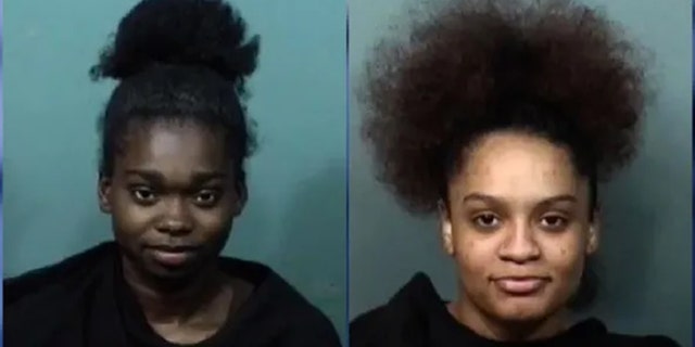 In a separate incident in Florida, Shy'Tiona Bishop, left, and Jada Harris were arrested after live-streaming themselves abusing an elderly person in their care, the Brevard County Sheriff's Office said.