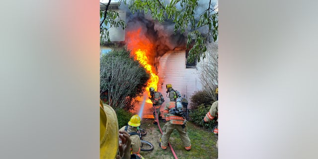 About 65 firefighters responded to the blaze.