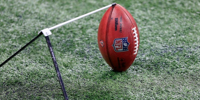 Football seen on the sidelines during an NFL game