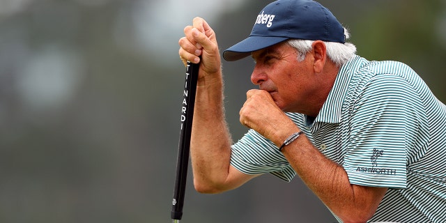 Fred Couples looks over a putt during the first round of the Masters Tournament at Augusta National Golf Club on April 6, 2023.