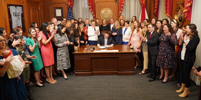 Republican Gov. Ron DeSantis of Florida signed the Heartbeat Protection Act into law on Thursday, April 13, 2023.