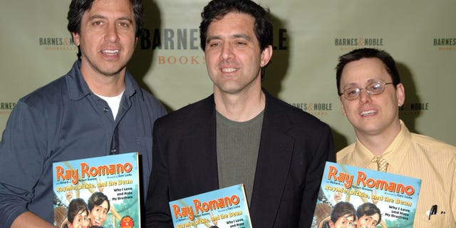 From left to right, Ray Romano, Richard Romano and Robert Romano during a book signing for Roman's children's book "Raymie, Dickie, and the Bean: Why I Love and Hate My Brothers."